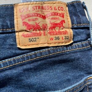 Men’s Levi’s 502 Jeans Blue Straight Leg 36x32 Icon Denim Athletic Stretch Slim